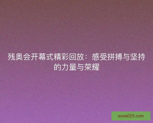 残奥会开幕式精彩回放：感受拼搏与坚持的力量与荣耀